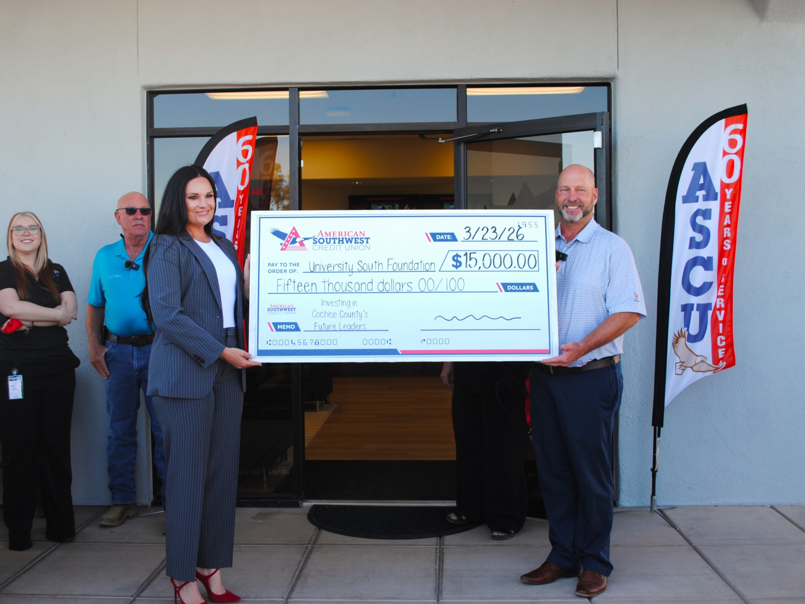 ASCU presenting a $15,000 check to the University South Foundation